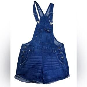 L.E.I. Dark Wash Denim Overall Shorts Size S